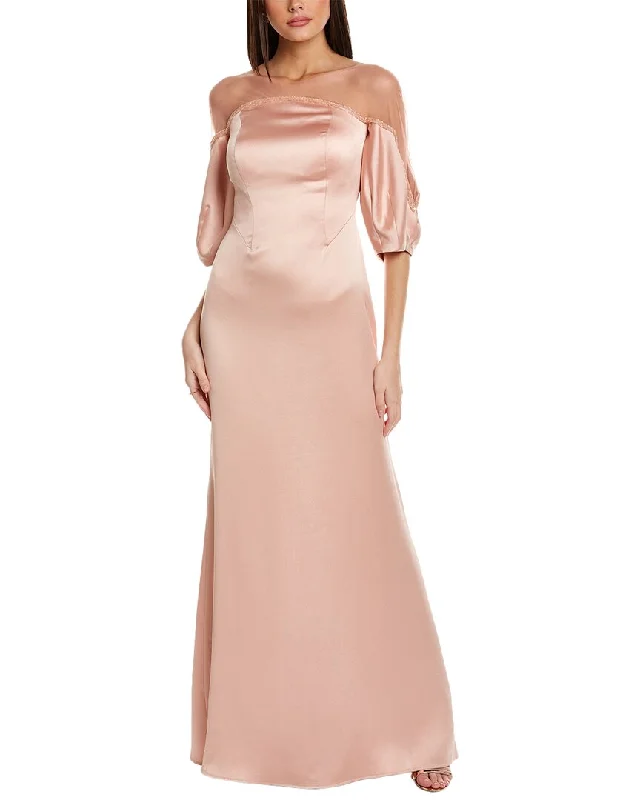 playful dressRene Ruiz Crepe Column Illusion Gown