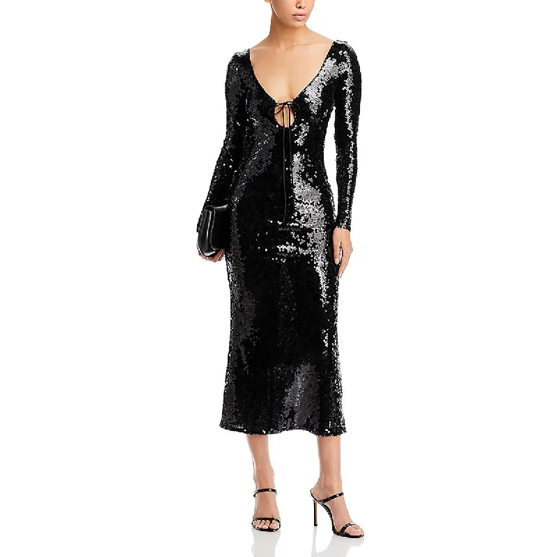 high-waisted dressBardot Womens Verona Sequined Long Sleeve Maxi Dress