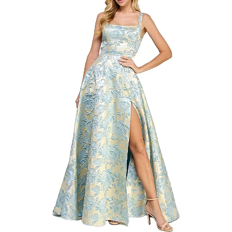 wrap-around dressB. Darlin Womens Juniors Floral Metalic Evening Dress