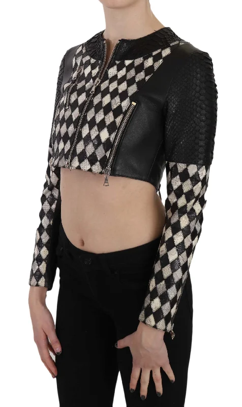 sporty outerwearJohn Richmond  Checkerboard Python Leather Jacket for Women