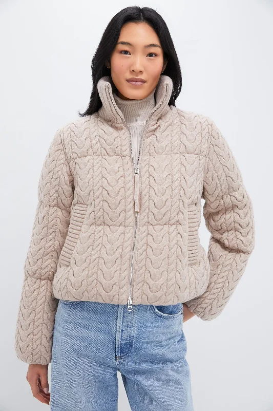 vintage coatLight Taupe Reggie Cable Knit Puffer