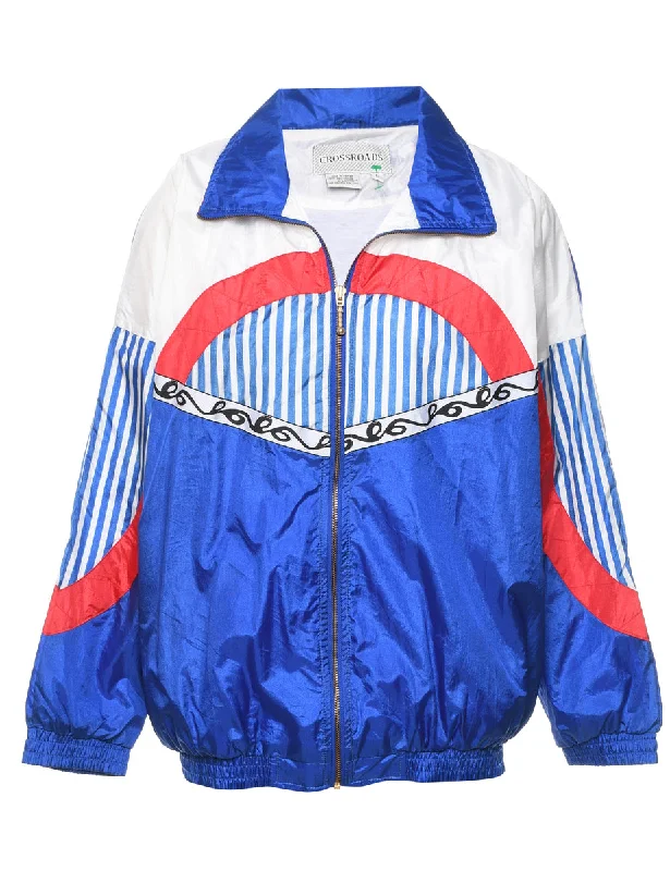 trendy puffer coatBlack, White & Red Patterned Nylon Jacket - L