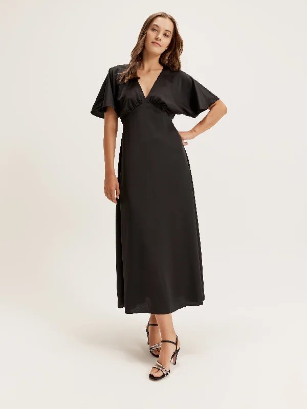 satin midi dressMontreal Sleeved Dress