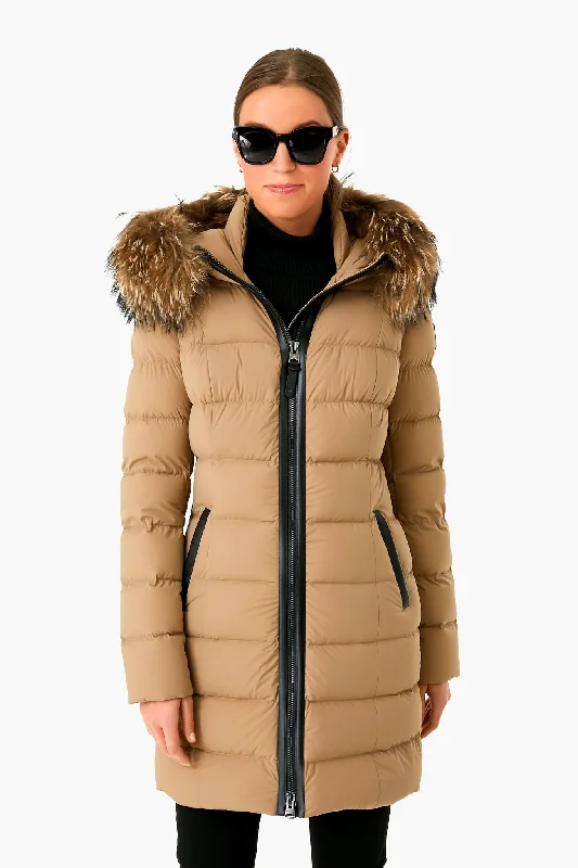 casual utility jacketDark Camel Calla Down Coat