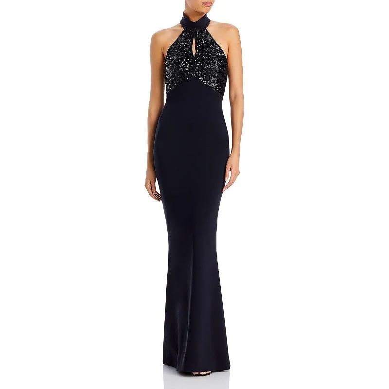 romantic dressChiara Boni Womens Iria Sequined Halter Evening Dress