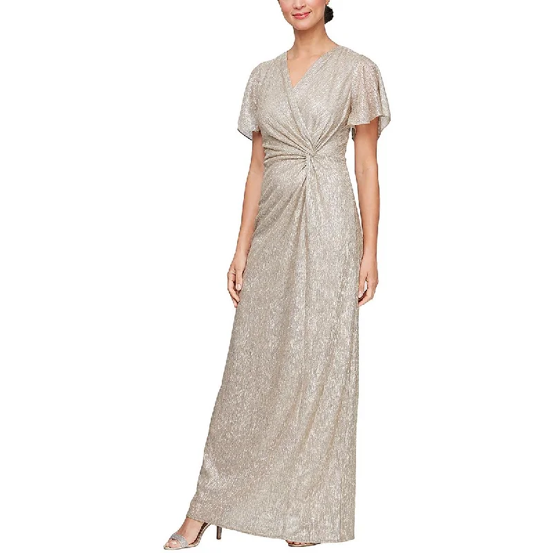 flowy maxi dressJeanne Alexander by Alex Evenings Womens Metallic Ruched Evening Dress