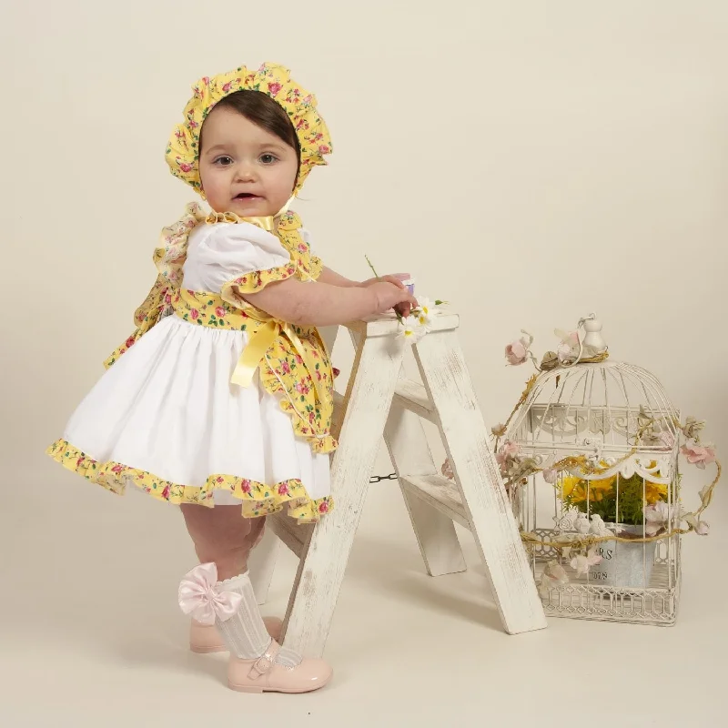 wool dressSonata White and Yellow Dress