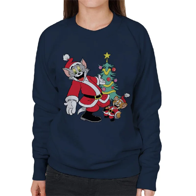 relaxed fit sports hoodieTom and Jerry Christmas Festive Tree Women's Sweatshirt