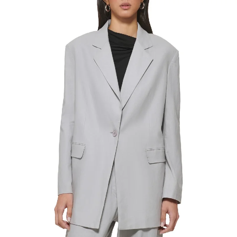 trendy casual outerwearWomens Linen Business Two-Button Blazer