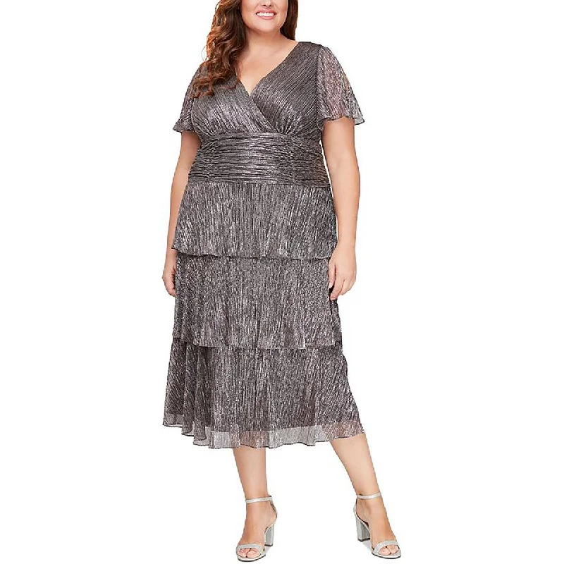 flowy maxi dressSLNY Womens Plus Metallic Midi Cocktail And Party Dress