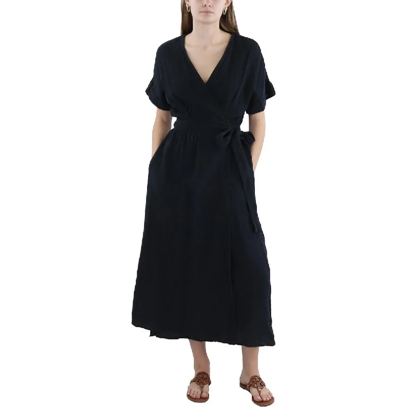 off-shoulder dressMarine Layer Womens Tie Belt Midi Midi Dress