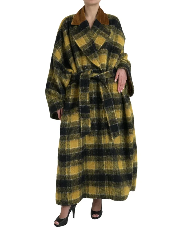 functional coatDolce & Gabbana Checkered Trench Coat in Sunny  - Italian Craftsmanship