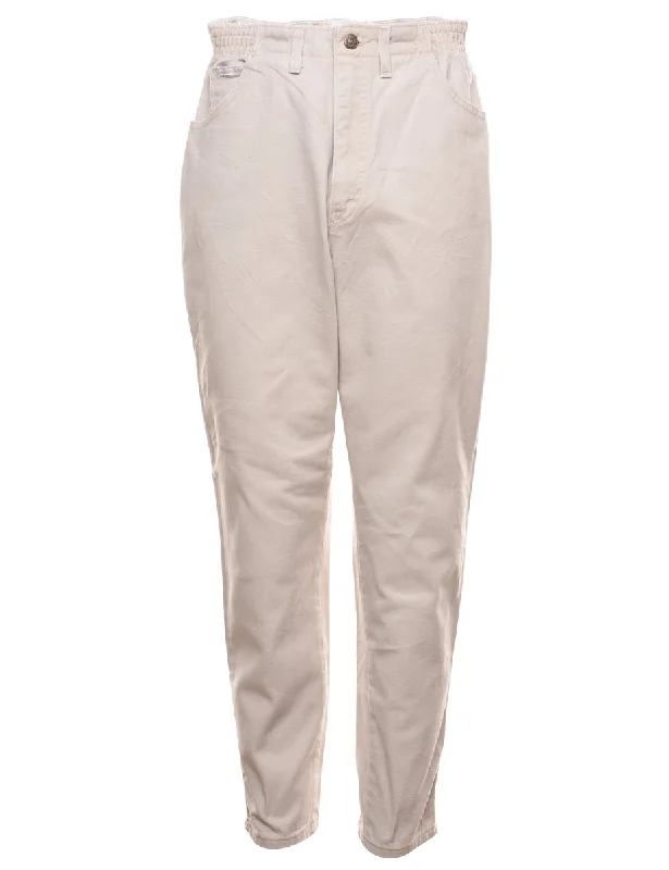 street style coatLee High Waist Beige Casual Denim Trousers - W30 L30