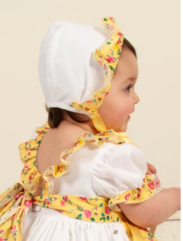 high-waisted dressSonata White and Floral Bonnet