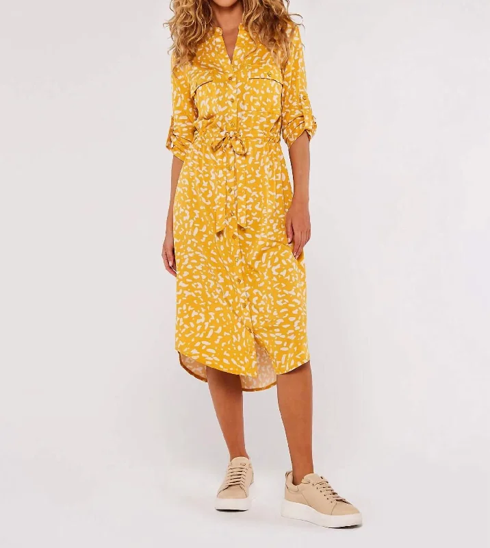 vintage dressFloral Dress In Mustard/yellow