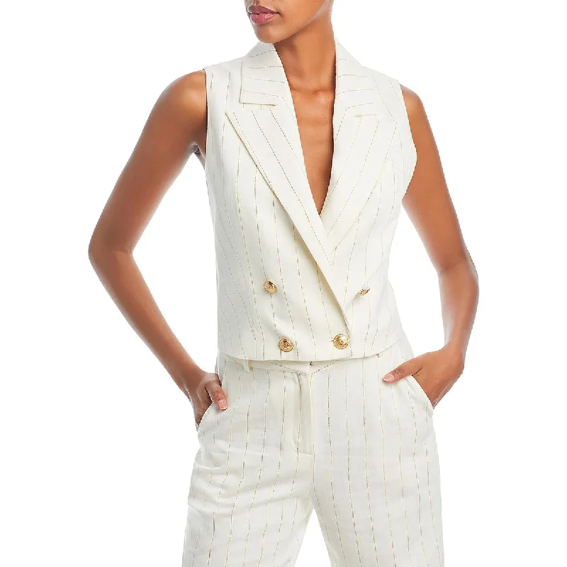 chic coatWomens Linen Blend Linen Vest