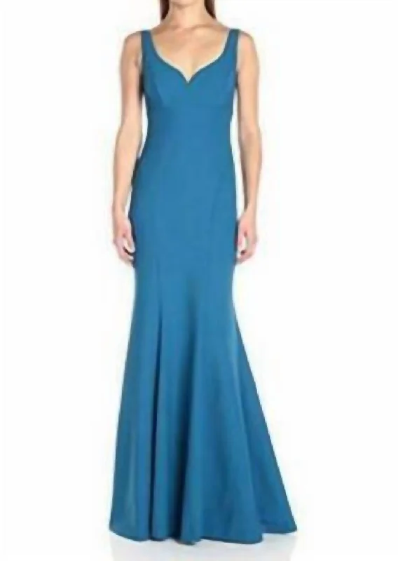 puff sleeve dressSleeveless Sweetheart Neckline Maxi In Blue