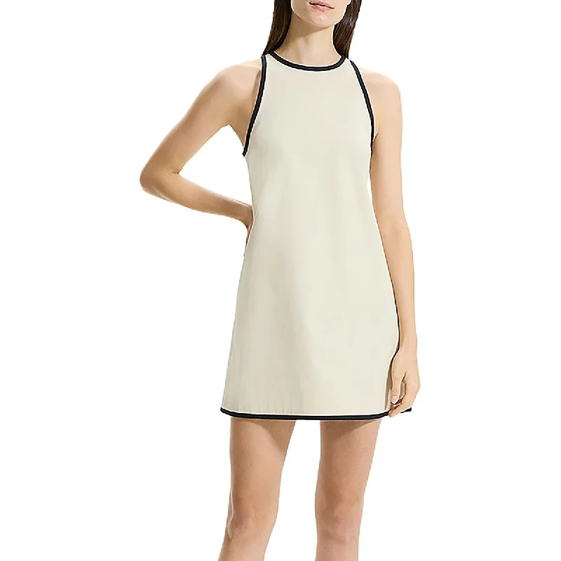 sleeveless dressTheory Womens Contrast Trim Mini Shift Dress