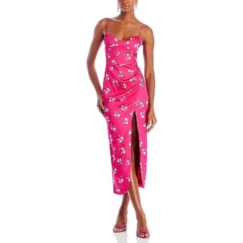 flowy evening dressBardot Womens Amika Satin Floral Print Midi Dress