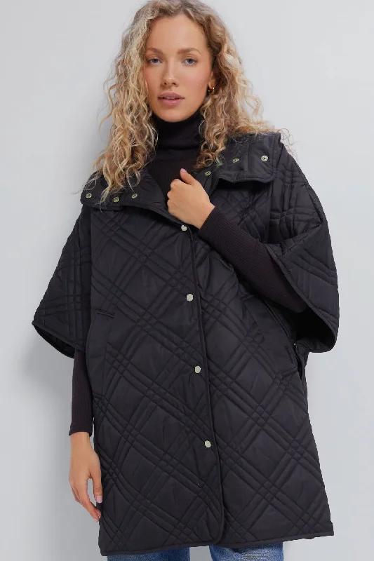 soft shell coatBlack Astor Quilted Cape