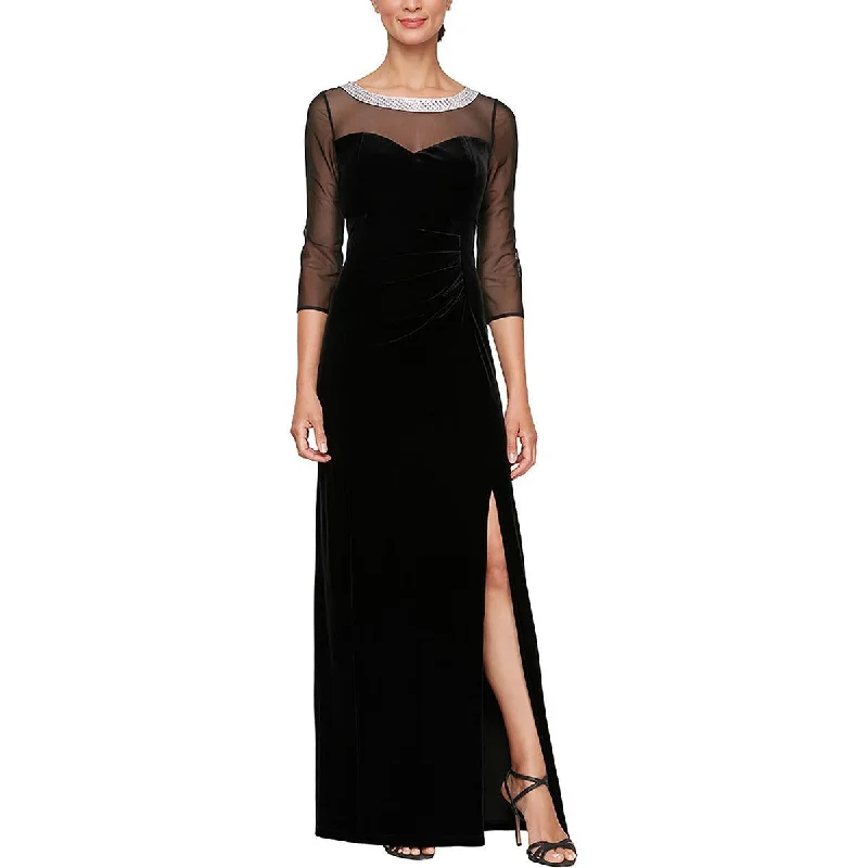 wrap dressAlex Evenings Womens Plus Embellished Jeweled Neck High Front Slit Evening Dress