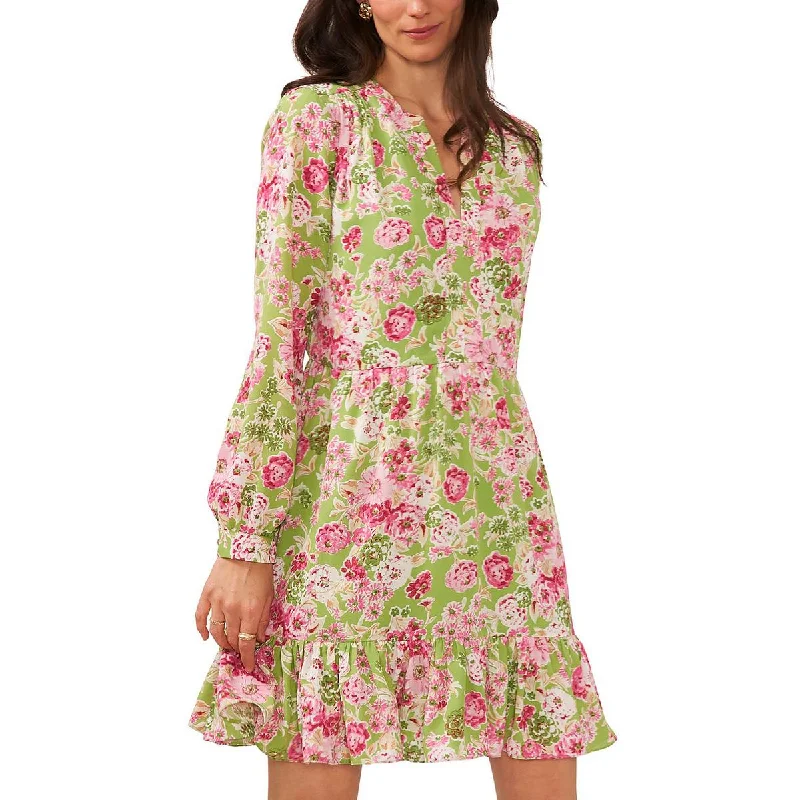 wrap-around dressVince Camuto Womens Floral Midi Shift Dress