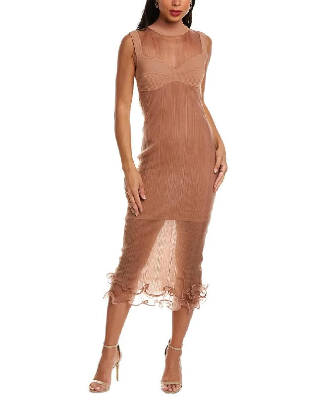 stylish dressHervé Léger Sheer Layered Midi Dress