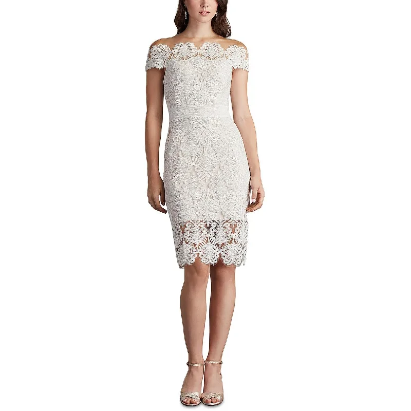 boho dressTadashi Shoji Womens Lace Off-The-Shoulder Cocktail And Party Dress