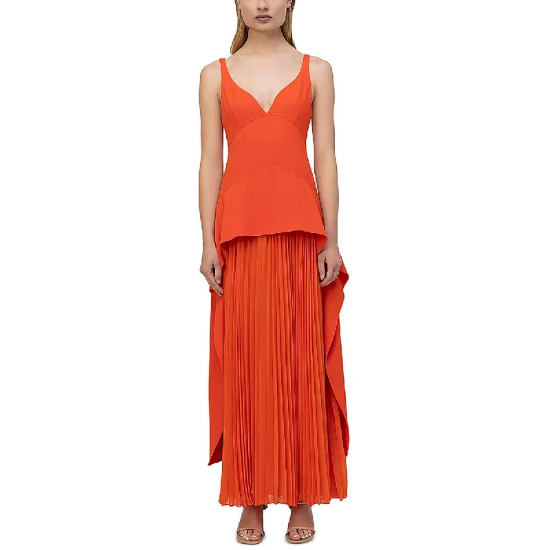 sleek dressSIMKHAI Womens Mixed Media Pleated Maxi Dress