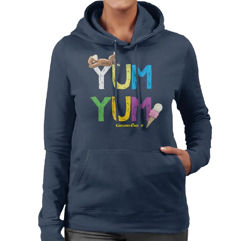 soft sports hoodieCurious George Yum Yum Ice Cream Women's Hooded Sweatshirt