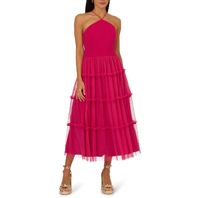 evening dressAdrianna Papell Womens Tiered A-Line Midi Dress