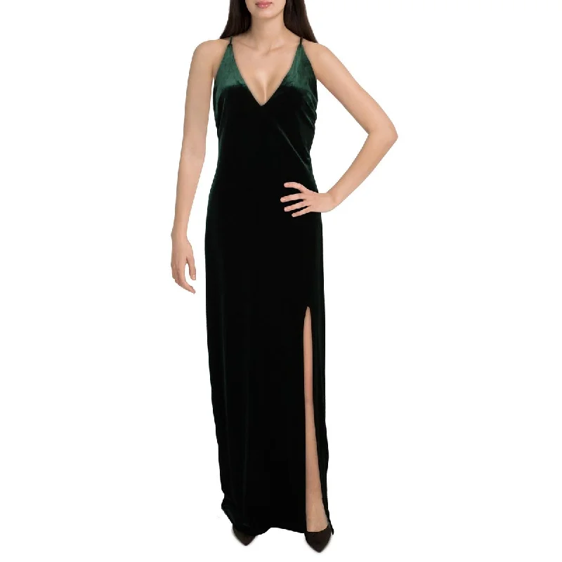 v-neck dressPear Culture Womens Juniors Velvet Sleeveless Evening Dress