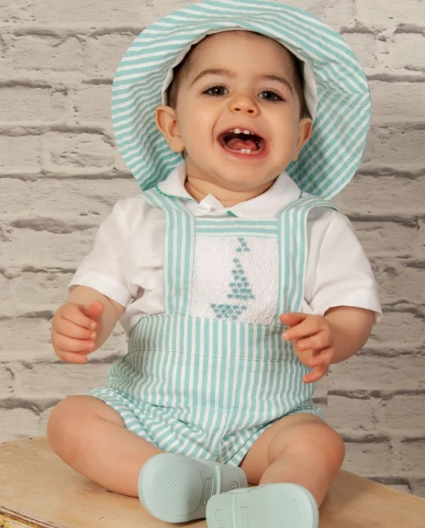 textured dressSonata Boy's Mint Stripe Overall