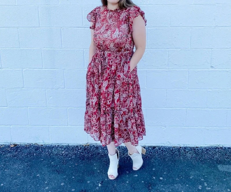 floral midi dressRuby Dress In Red/gold