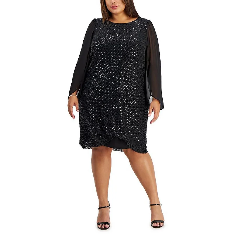 structured dressConnected Apparel Womens Plus Sequined Round Neck Sheath Dress