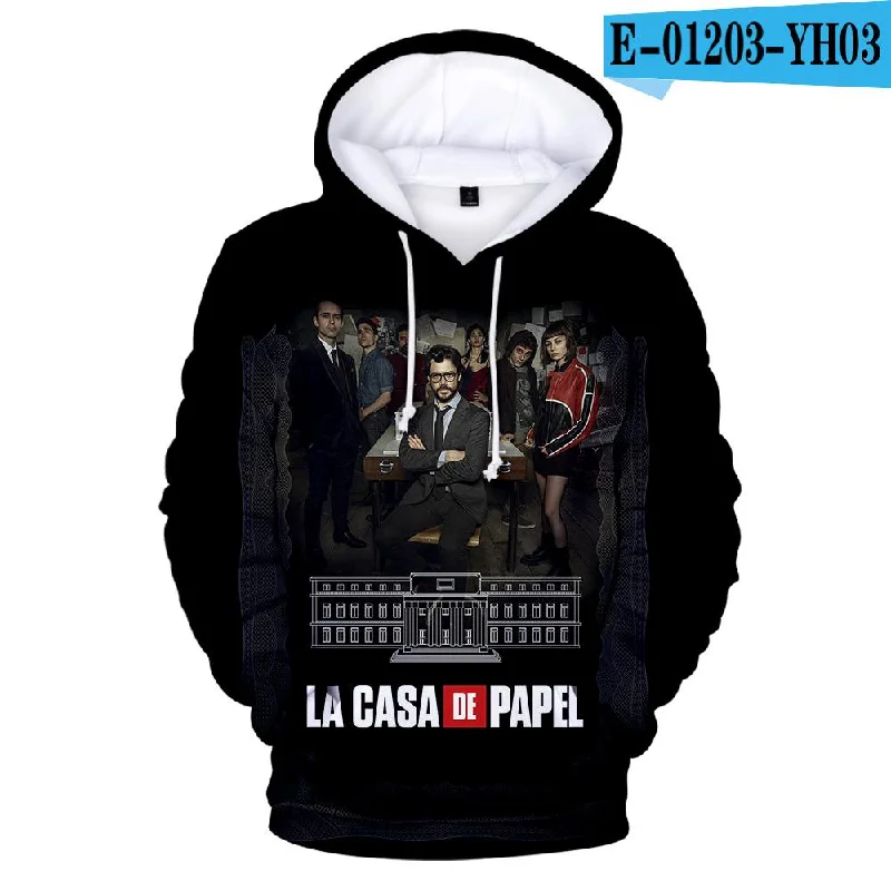 athletic casual sweatshirtHot sale 3D Hoodies sweatshirt print TV series La casa de papel Money Heist House of Paper Men/Women Casual Loose Clothing