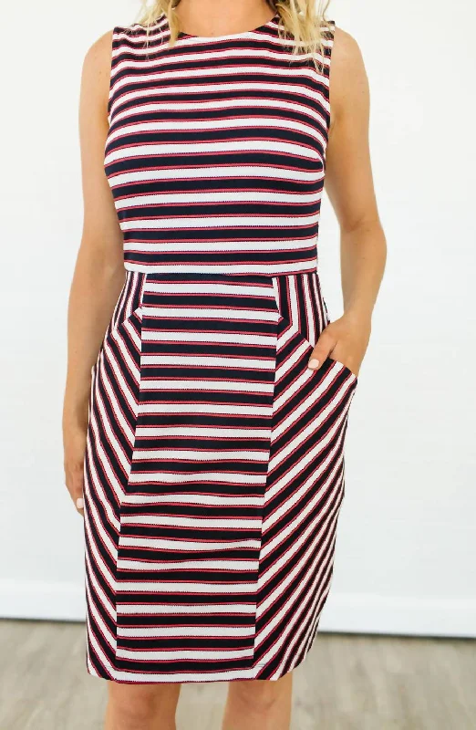 lace-up dressCabana Panel Dress In Red/blue/white Stripe