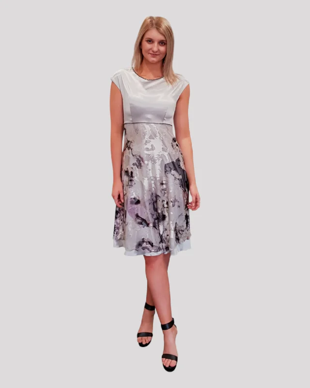 satin midi dressMikeala Silk Chiffon Print Cocktail Dress