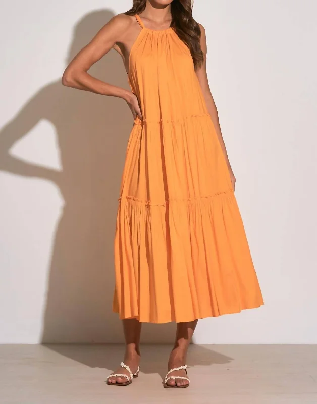 form-fitting dressHigh Neck Maxi Dress In Orange