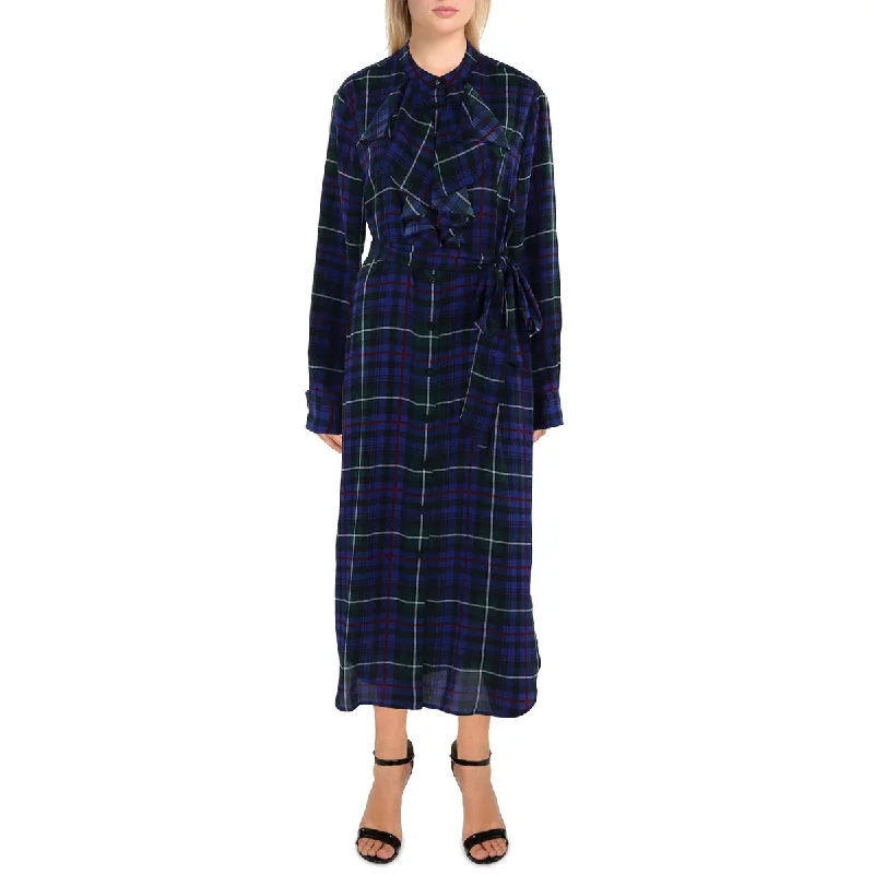 flowy maxi dressLauren Ralph Lauren Womens Adeola Plaid Ruffled Shirtdress