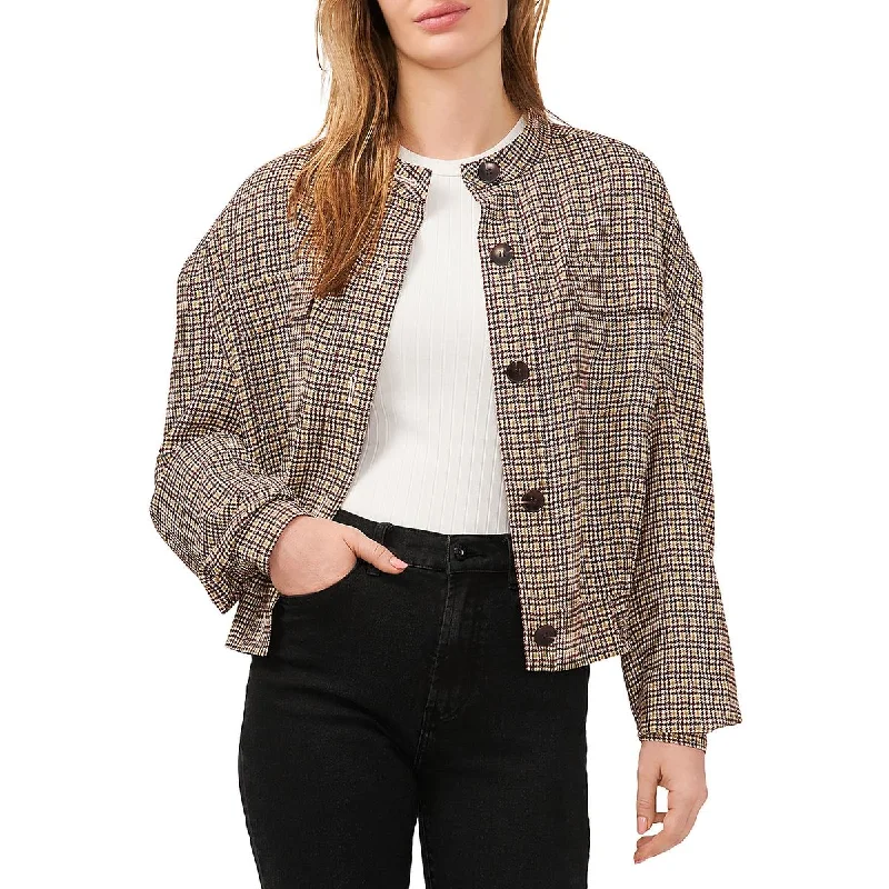 fashionable quilted coatWomens Houndstooth Pleated Bomber Jacket