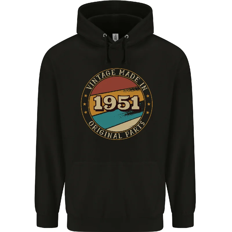 fashion-forward hoodie73rd Birthday  Vintage Made In 1951 Mens 80% Cotton Hoodie