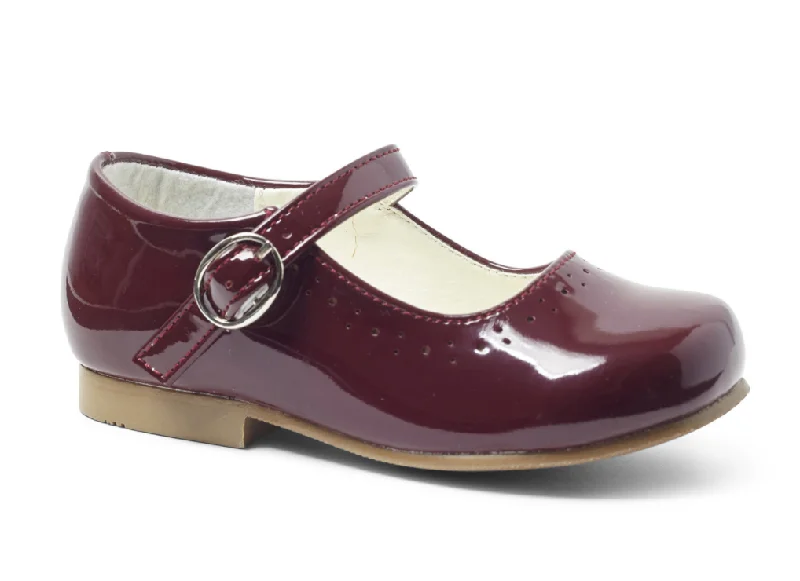 denim dressBurgundy Patent Shoes