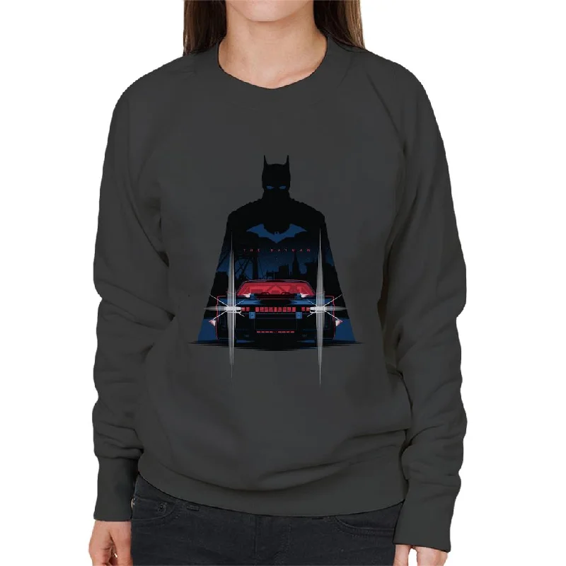 streetwear gym sweatshirtThe Batman Silhouette Batmobile Women's Sweatshirt