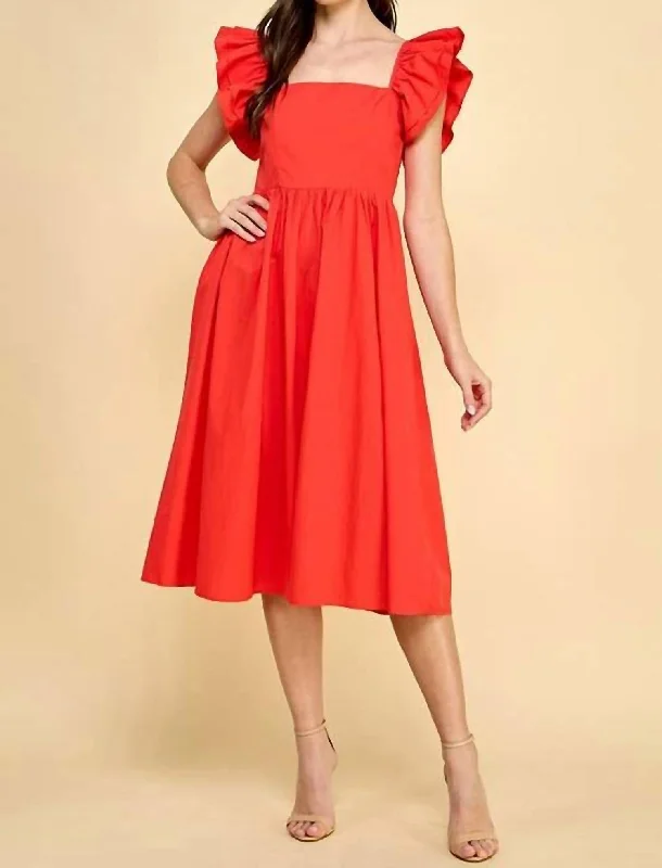 comfy dressStella Square Neckline Dress In Coral