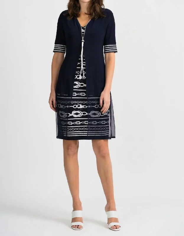 casual knit dressZip Detail Dress In Midnight