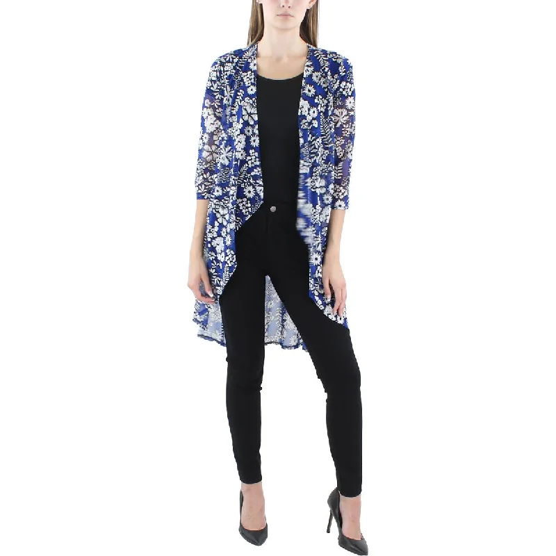 vintage coatWomens Floral Print Drapey Open-Front Blazer