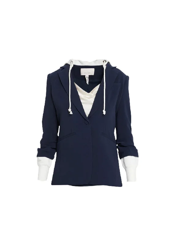 sporty outerwearCinq a Sept Hooded Khloe Jacket, Navy/Heather Grey