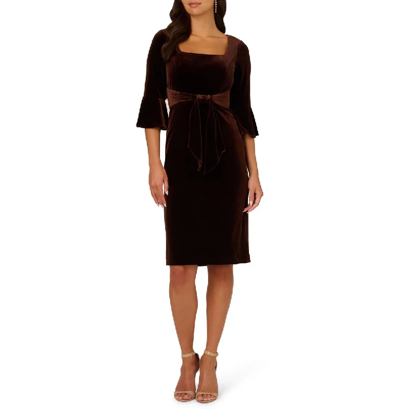 boho dressAdrianna Papell Womens Velvet Tie Front Sheath Dress