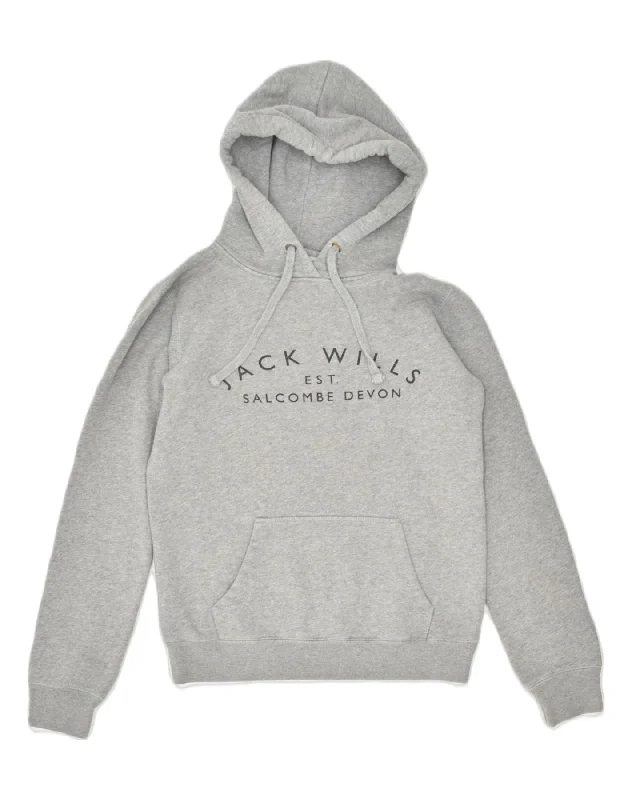 oversized hoodieJACK WILLS Womens Hoodie Jumper UK 8 Small Grey Cotton